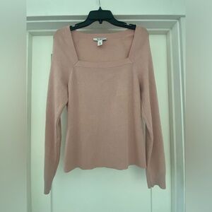 Sparkly rose pink long-sleeve sweater, size large